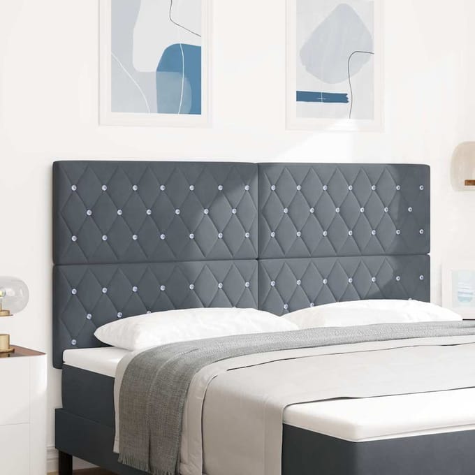 vidaXL - Hoofdbord - Donkergrijs - 180 - cm - Fluweel