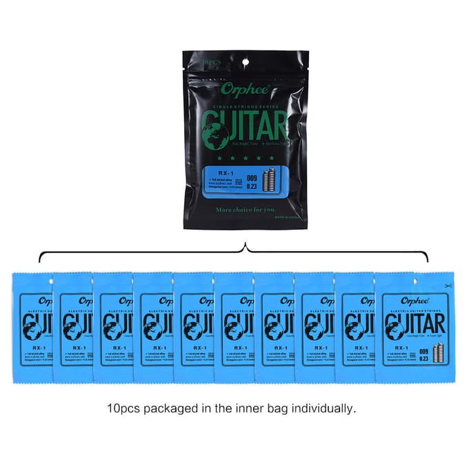 Orphee RX-3 remplacement de corde unique pour guitare électrique 3ème G-String (.016) Alliage de nickel, paquet de 10 RX-1 blue