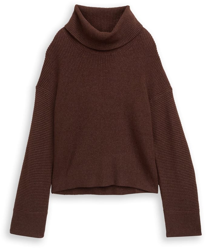 Tom Tailor - Oversized coltrui - Maat M - dark pecan brown melange