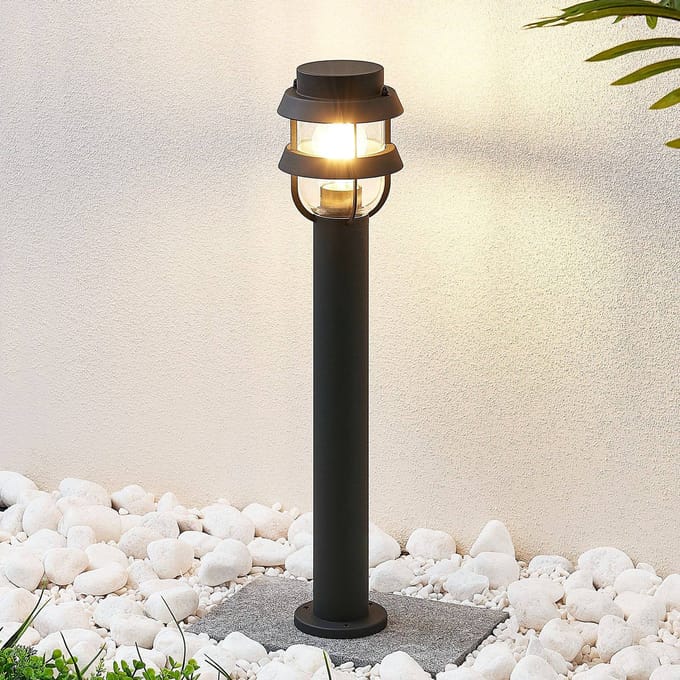 Lindby - Tuinpad verlichting - 1licht - Staal, aluminium, glas - H: 60 cm - E27 - antraciet