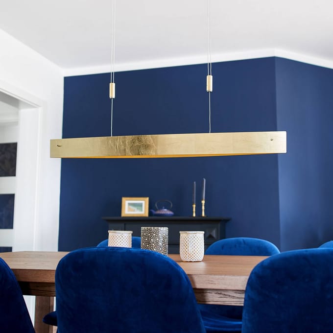 Quitani hanglamp Malu, goud, lengte 100 cm
