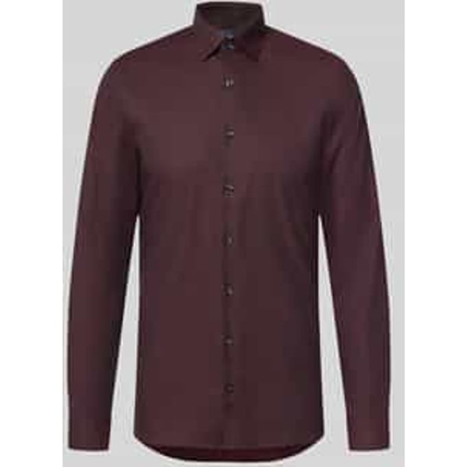 OLYMP No. Six Overhemd, Super Slim, Kent, Bordeauxrood