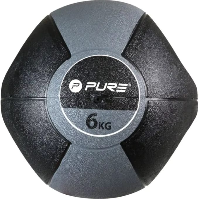 Pure2Improve - Medicine ball - Medicijn bal met handvatten - 6 kg - Grijs