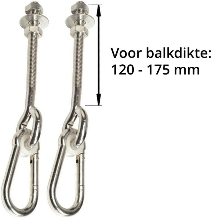 2 stuks B-Play Schommelhaken met Karabijnhaak M12 190 mm