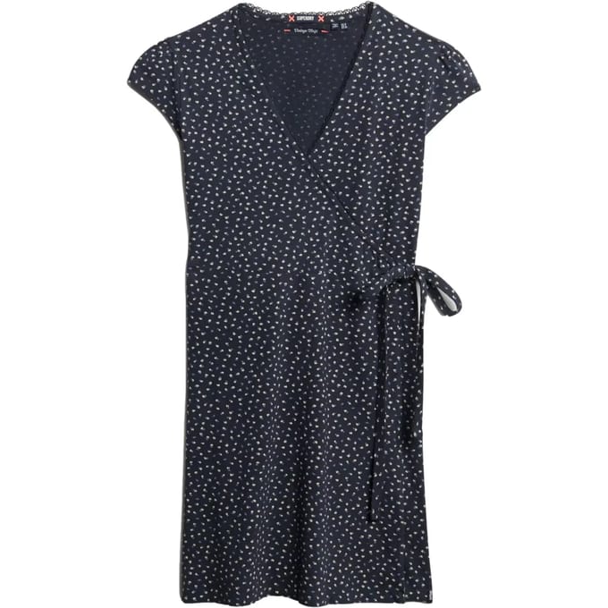 Superdry Athletic Essential Wrap Jurk Blauw Grootte: 38