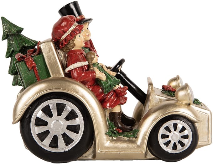 Clayre & Eef Kerstdecoratie Beeld Auto 22x14x16 cm Goudkleurig Kunststof