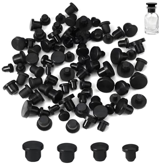 Rubberen stops voor gaten 5-10 mm - 60 stuks zwarte afdekdoppen