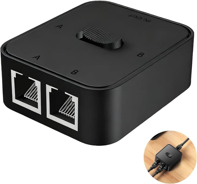 QORA® Internet Splitter - Internetkabel - Netwerk Switch - Zwart - 10cm x 5cm x 1cm