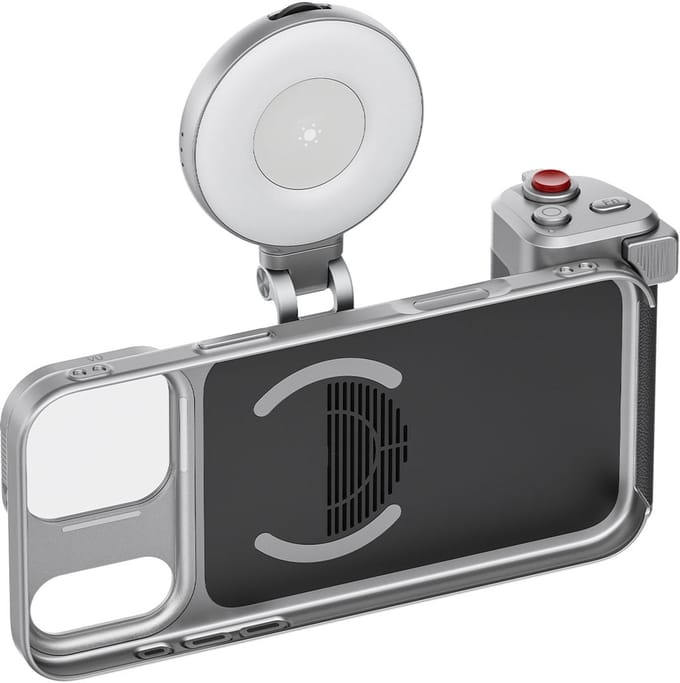 Telesin Master Grip Camera-grip - Creator Combo voor iPhone 17 Pro Max - Met Magnetische Lamp en UV-Filter - Dubbele MagSafe Bevestiging & 1/4" Statiefaansluiting - Zwart