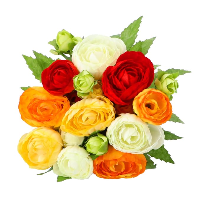 Mica Decorations Ranonkels Kunstbloemen Boeket - H22 x Ø19 cm - Oranje