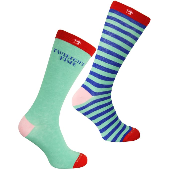 Scotch & Soda 2-Pack Heren Groen/Blauw Bedrukte Sokken
