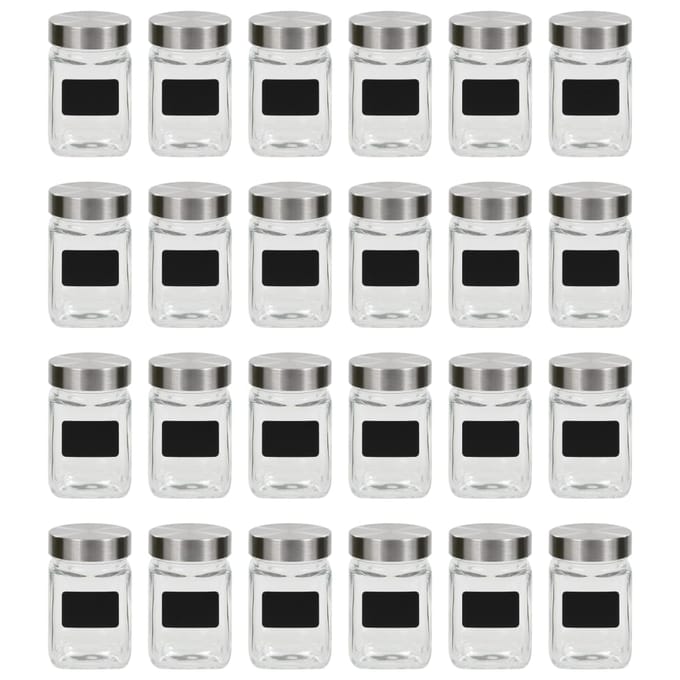 vidaXL - Opbergpotten - met - stickers - 24 - st - 300 - ml