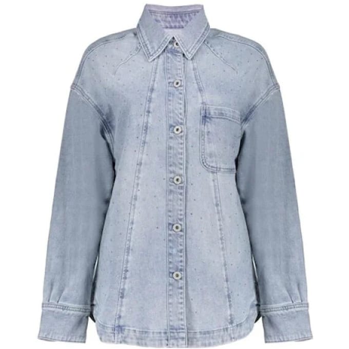 Geisha Jeans Overshirt Stones Bleached Denim Stones Größe: S | Business hemden Outlet | Damen | Blau