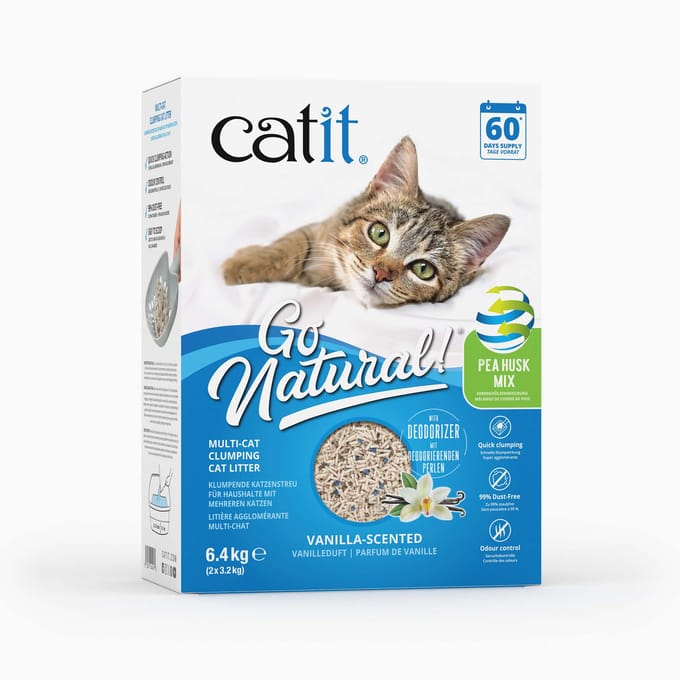 Dubbelpak: 2x6.4kg Catit Go Natural! Erwt + bentoniet vanille kattenbakvulling