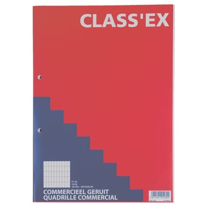 Class'ex cursusblok, commercieel geruit, blok van 100 vel