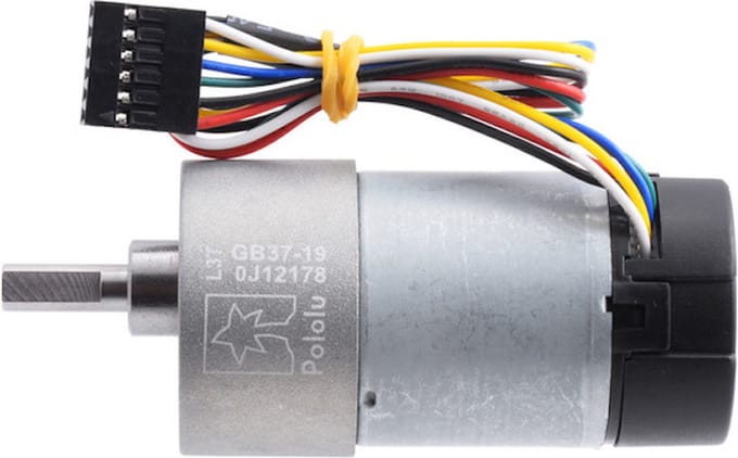 19:1 Metal Gearmotor 37Dx68L mm with 64 CPR Encoder (Helical Pinion) Pololu 4751