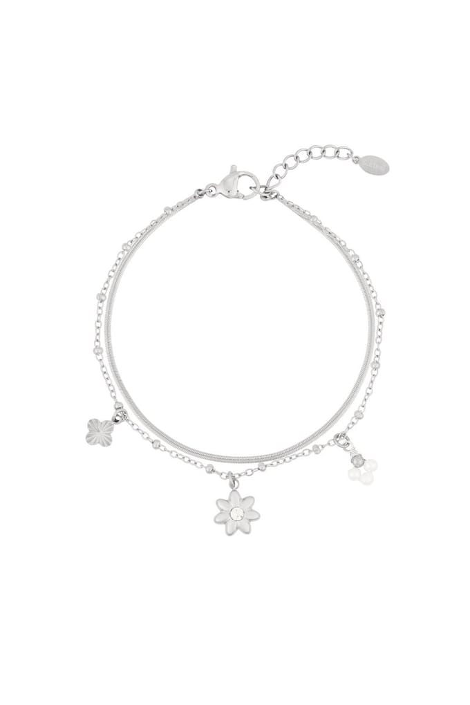 Bloemenarmband - Zilverkleur