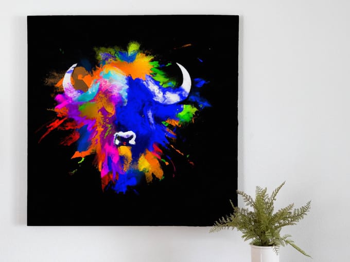 Bison burst | Bison Burst | Kunst - 100x100 centimeter op Dibond | Foto op Dibond