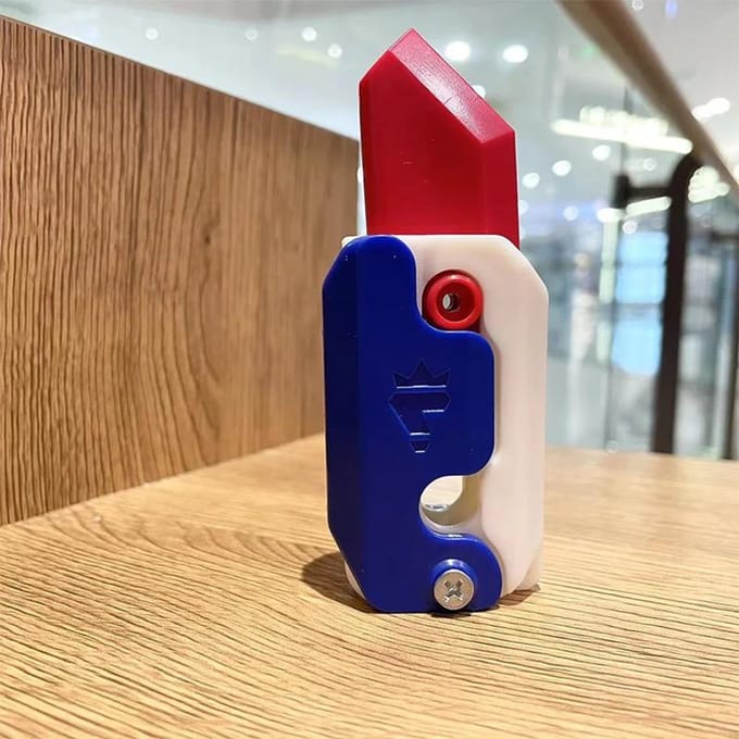 Impression 3D Couteau à gravité Jouet Cub Sautant Petite Radis Jouets Fidget Décompression Carte Push Carotte bleu