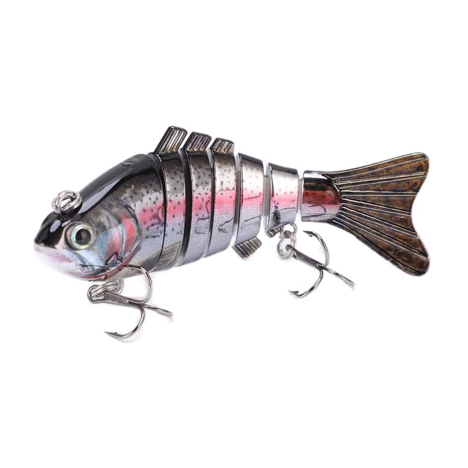 Leurre Swimbait Multi-Articulé Leurre Dur de Pêche Multi-Sections avec 2 Hameçons pour Achigan Truite Eau Douce gray