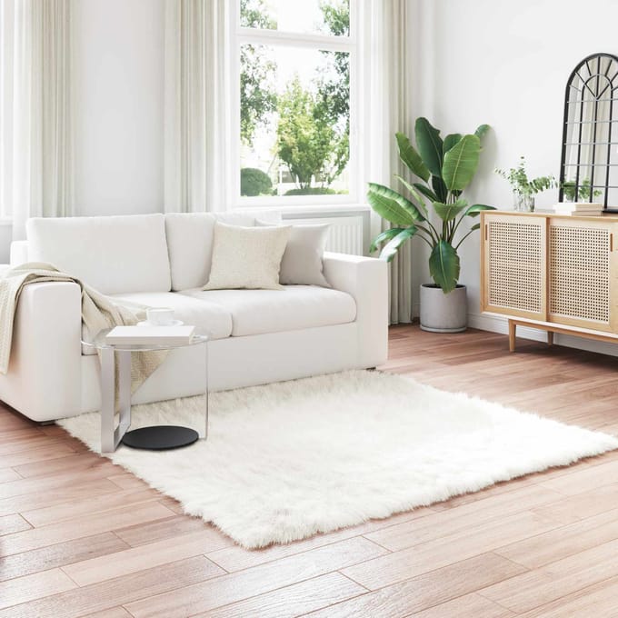 vidaXL Tapijt van imitatie TAFALLA Wit 120 x 120 cm Polyester