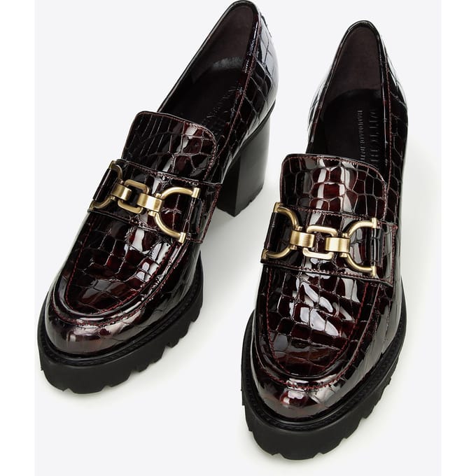 Wittchen Dames Patent Leather Pumps Croco met Gesp Burgundy Patent Leather