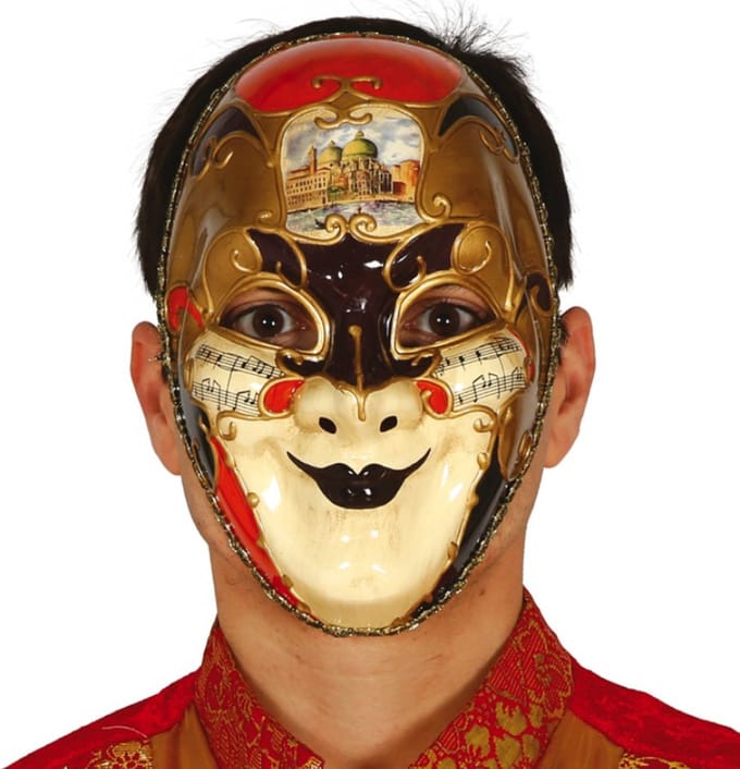 Fiestas Guirca Masker Venetiaans Ivoorwit/goud/rood One-size