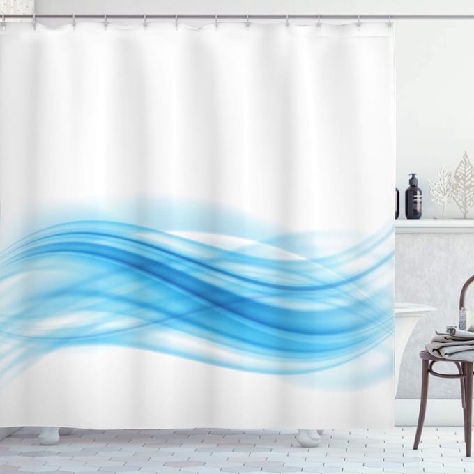 ABAKUHAUS Blauw Douchegordijn – 175x180 cm – Polyester – Waterafstotend
