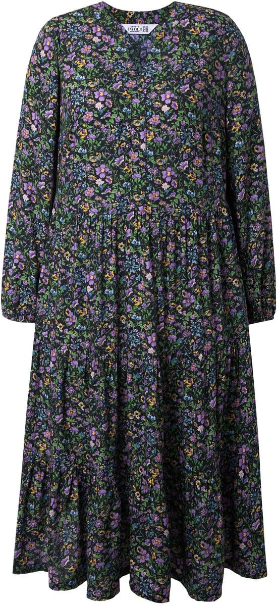 Studio Untold - Dames - Maxi-jurk A-lijn bloemenprint - Zwart - Maat 46+