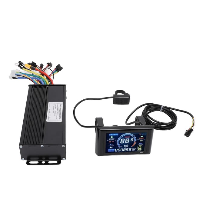 36V 48V 52V Elektrische Fiets Controller met S966 Kleurendisplay Paneel 40A 3 Modus Sinusgolf black