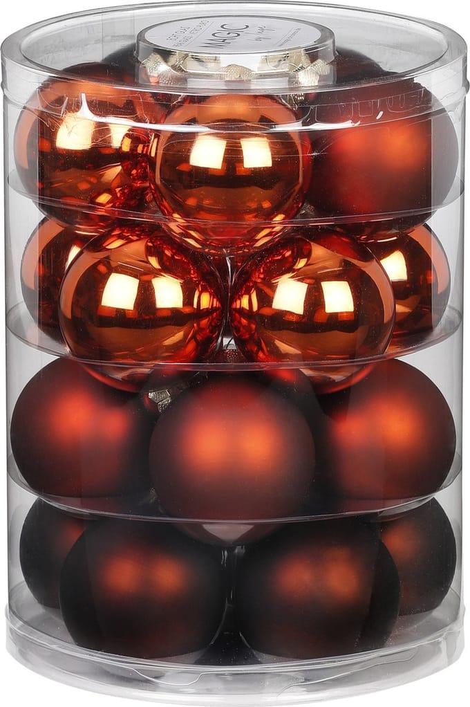 Inge Christmas Kerstballen - 20x - kastanje bruin - 6 cm - glas - mat/glans