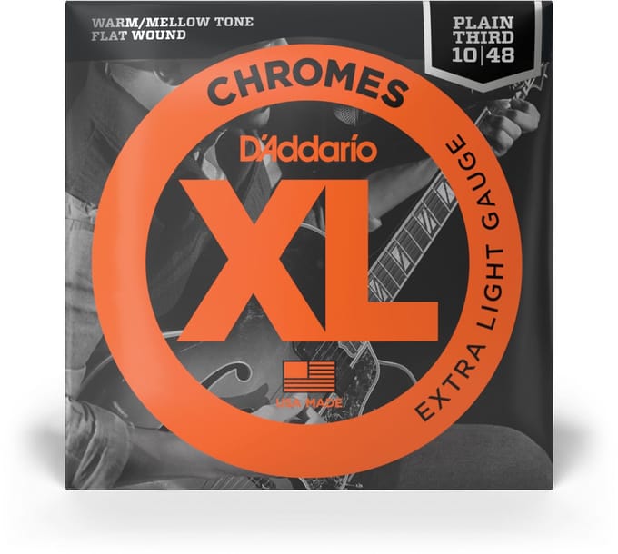 D'Addario ECG23PL Flat Wound Chromes Plain 3rd Elektrische Snaren (10-48)