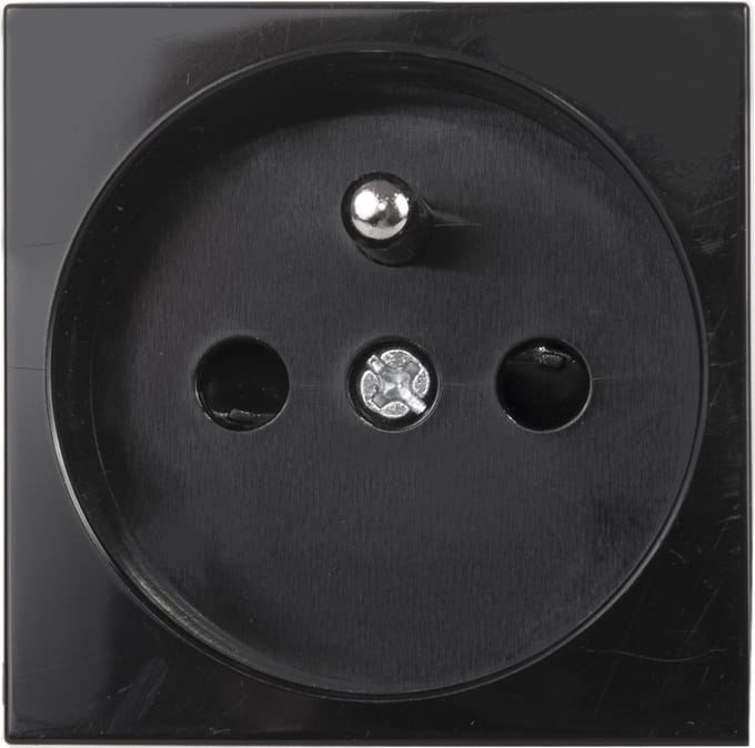 Maclean E-type stopcontact / geschikt voor glasramen - zwart MCE718B