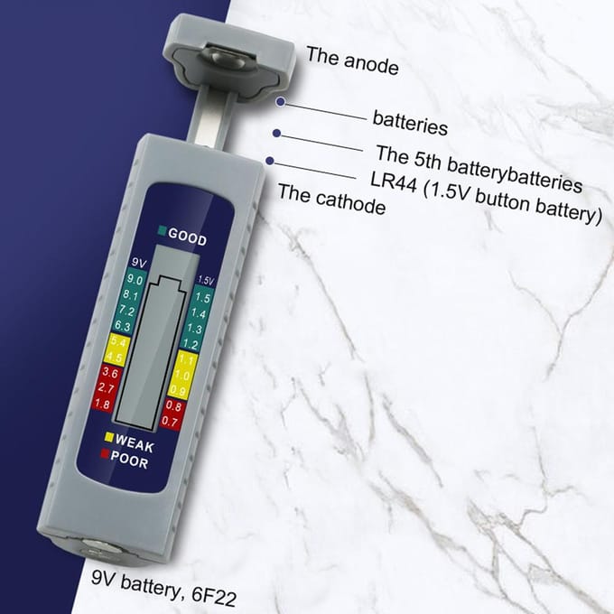 Draagbare Universele Digitale Batterij Tester Checker Batterij Capaciteit Checker voor AA AAA 9V 6F22 1.5V grijs