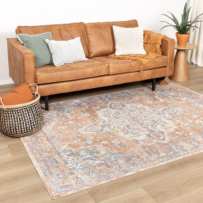 Fraai Wasbaar vloerkleed - Nova Medaillon Terracotta - 140x200cm