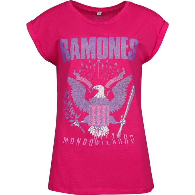 Ramones T-shirt - Eagle Crystals - S tot XL - voor Vrouwen - roze