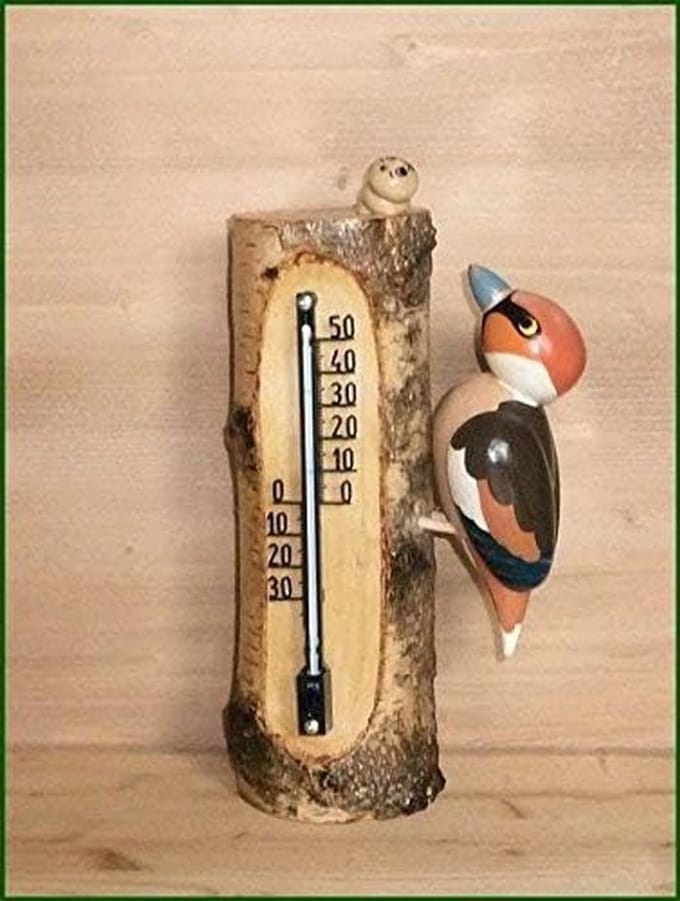 Houten Buiten- en Binnenthermometer Hoogte 25 cm