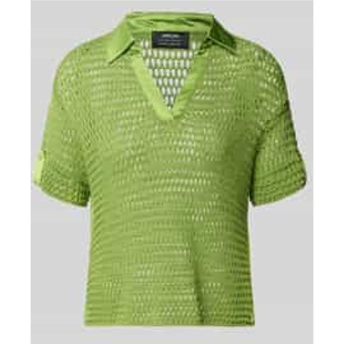 Gebreid shirt met polokraag en verlengde rug