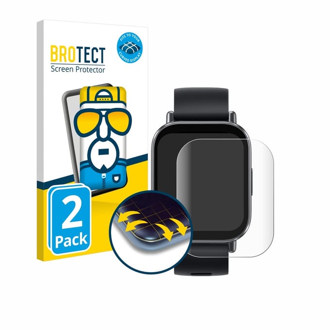BROTECT - Screenprotector voor Xiaomi Redmi Watch 5 Active - Folie Beschermfolie transparant volledig dekking - 2 Stuks
