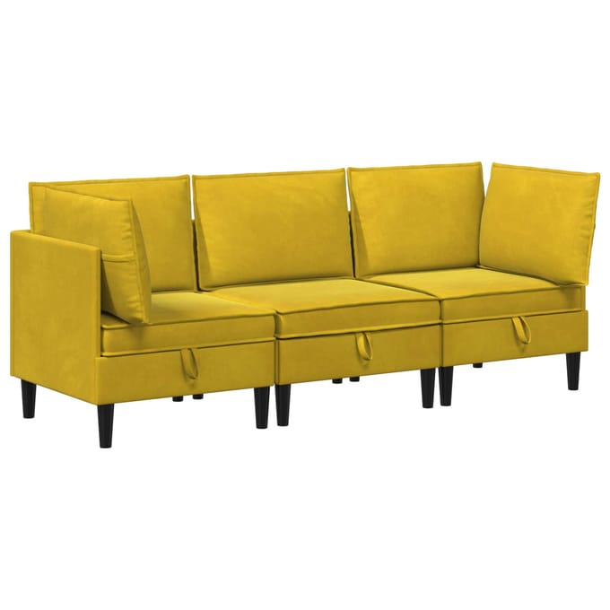 vidaXL - Woonkamer - Meubelset - 3 - st - Geel - Fluweel