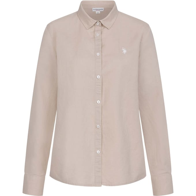 U.S. Polo Assn. dames linnen blouse van linnen-katoenmix