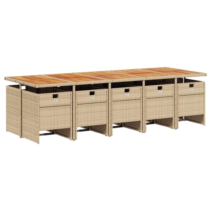 vidaXL - 11-delige - Tuinset - met - kussens - poly - rattan - beige