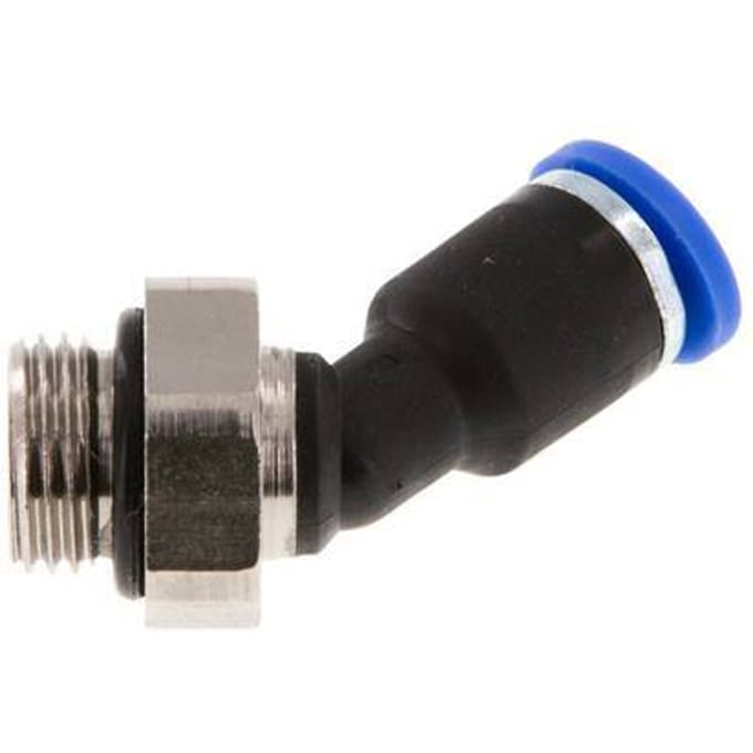 4mm x G1/8'' 45 graden L-verbinding Messing/PA 66 Insteekfitting Buitendraad NBR [2 Stuks]