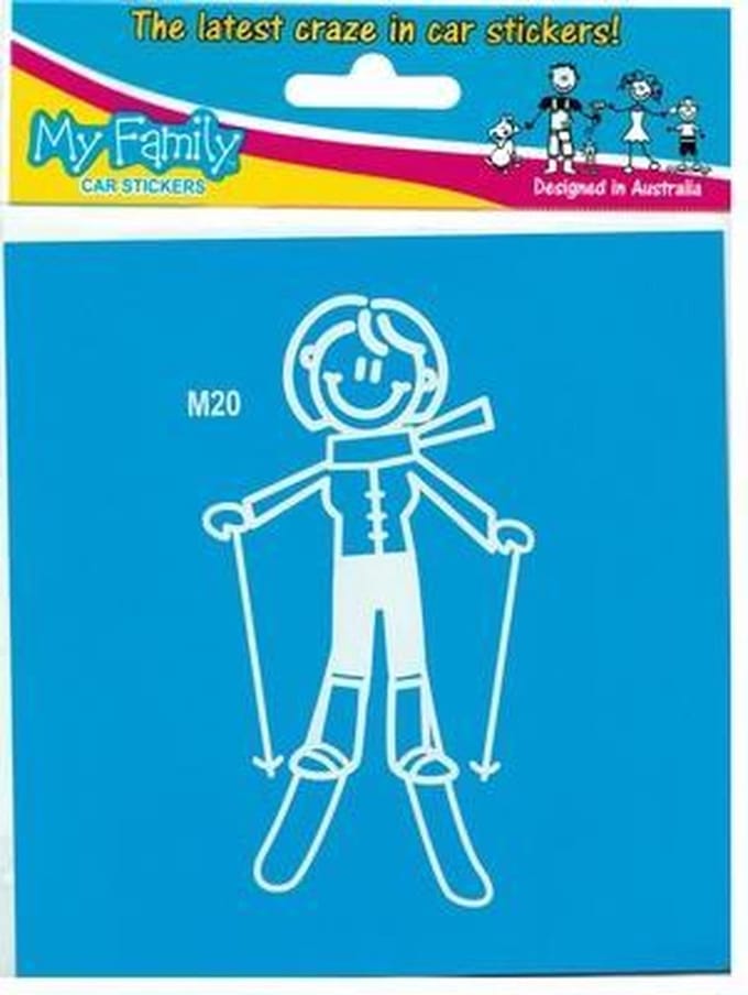 Moeder op de ski - autosticker - wit - 11 cm