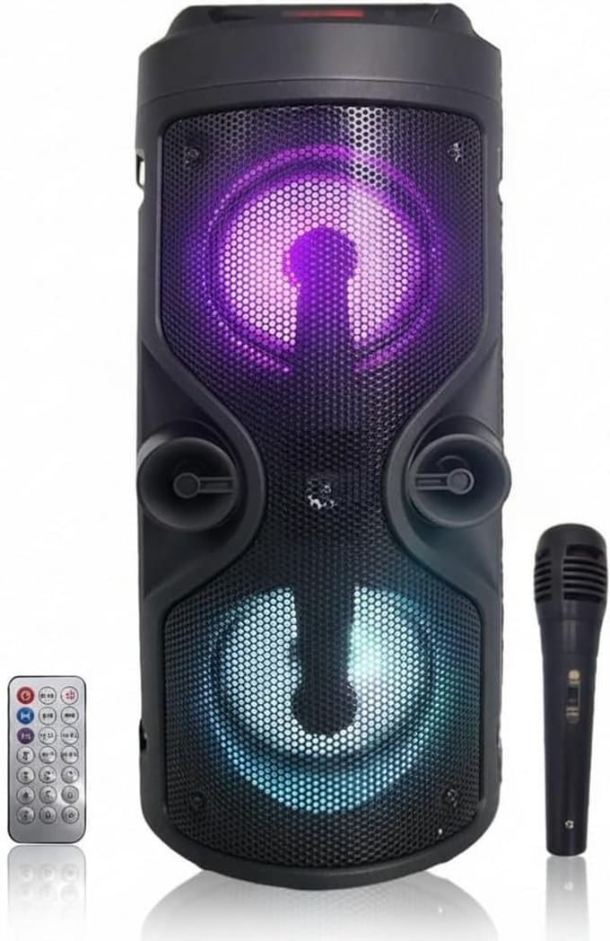 Draagbare Bluetooth Speaker met Karaoke Functie, Microfoon en Discolampen
