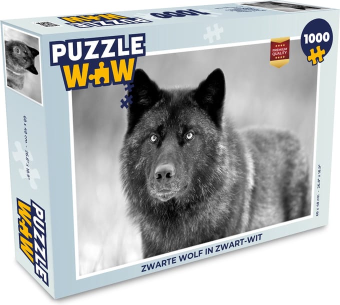 Puzzel Zwarte wolf in zwart-wit - Legpuzzel - Puzzel 1000 stukjes volwassenen