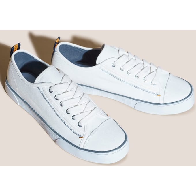 White Stuff Canvas Lace Up Plimsolls White Multi Taglia: 9 | Sneakers Outlet | Uomo | Bianco