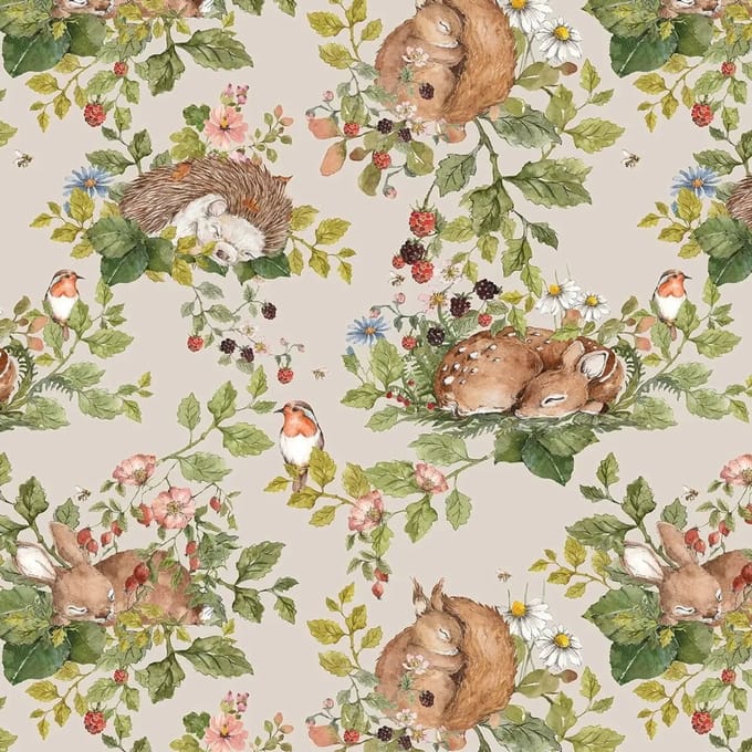 Baby behang Dekornik Little Sleepy Animals Light