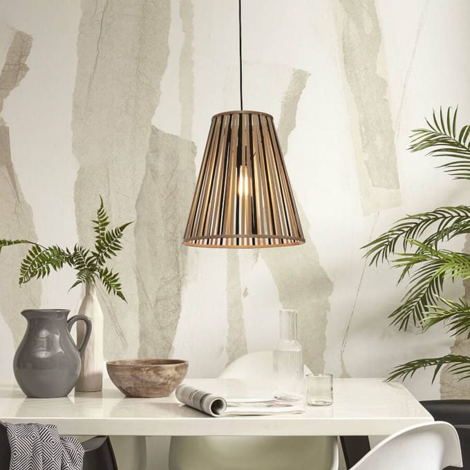GOOD&MOJO Hanglamp Merapi - Bamboe/Zwart - 40x40x42cm - Modern - Hanglampen Eetkamer, Slaapkamer, Woonkamer