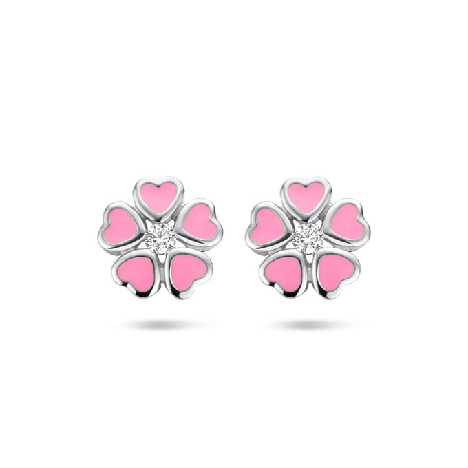 Zilveren oorknoppen bloem zirkonia - PSN1335286